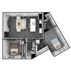 2 Bedroom, 2 Bathroom 1070 SF